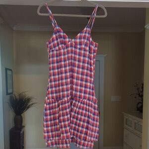 Fiorucci Red and Blue Checkered Mini Dress